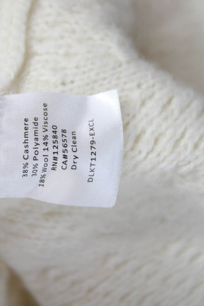 Intermix Women Ivory Cashmere Geometric Shrug Sweater Long Sleeve Size PP
