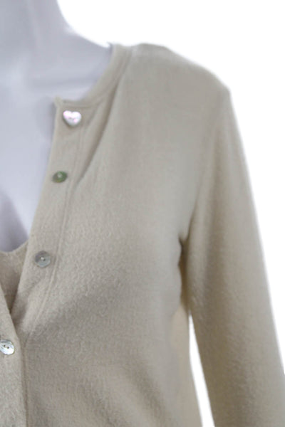 Donni Womens Cardigan Set Beige Button Long Sleeve Round Neck Size XS