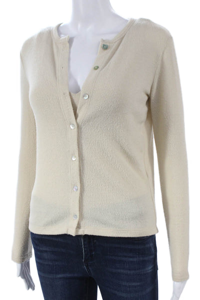 Donni Womens Cardigan Set Beige Button Long Sleeve Round Neck Size XS