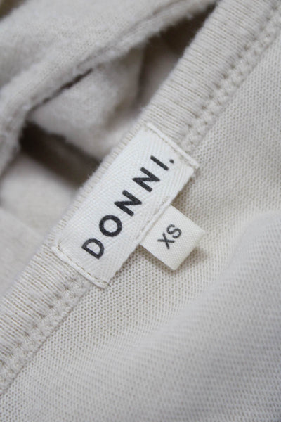 Donni Womens Cardigan Set Beige Button Long Sleeve Round Neck Size XS