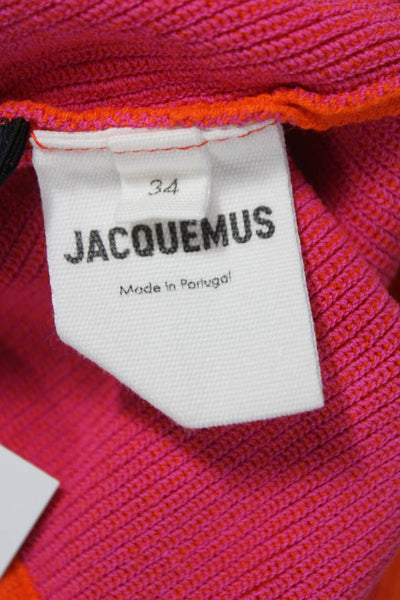 Jacquemus Womens Hot Pants Orange Striped Viscose Pull On Size 34