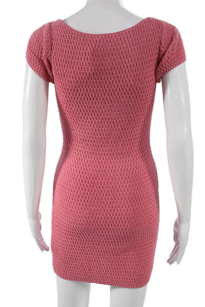 Callahan Women Pink V-Neck Short Sleeve Bodycon Dress Acrylic Size XS