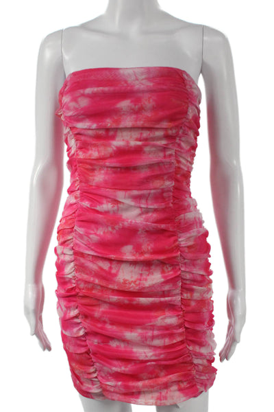 Superdown Women Bodycon Strapless Pink Dress Knee Length Size M