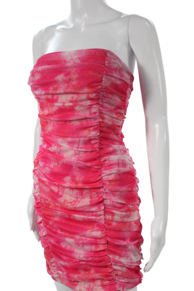 Superdown Women Bodycon Strapless Pink Dress Knee Length Size M