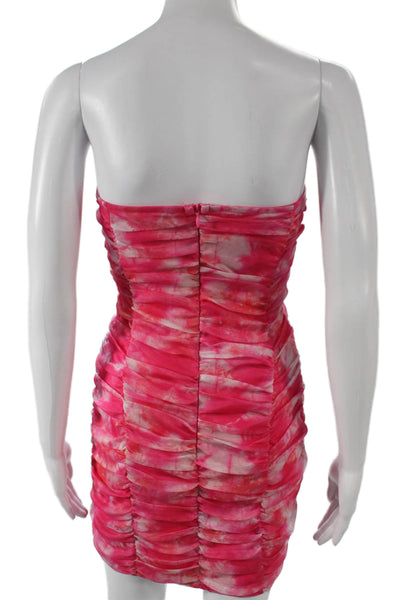 Superdown Women Bodycon Strapless Pink Dress Knee Length Size M