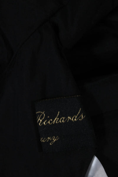 Linda Richards Womens Black Blue Fox Long Sleeve Jacket Open Size S