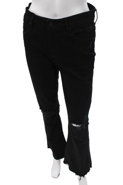 Mother Womens Flared Jeans Black High Rise Cotton Size 27