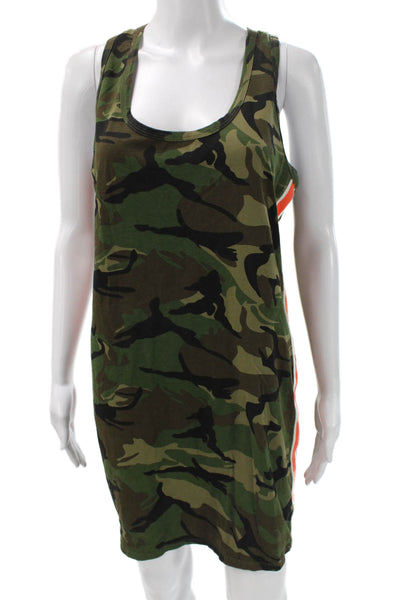 Pam & Gela Womens Tank Dress Green Camouflage Scoop Neck Sleeveless Size L