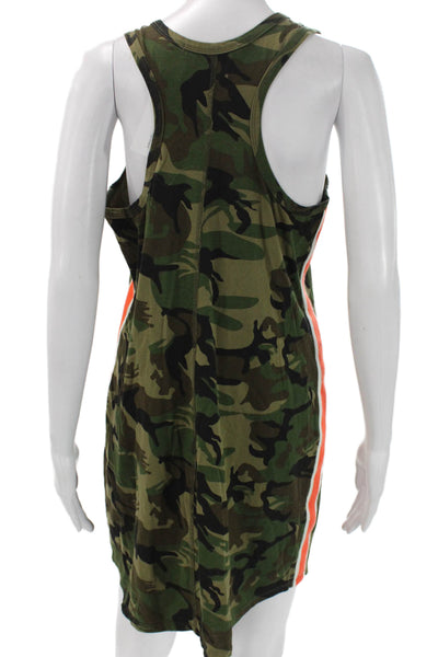 Pam & Gela Womens Tank Dress Green Camouflage Scoop Neck Sleeveless Size L