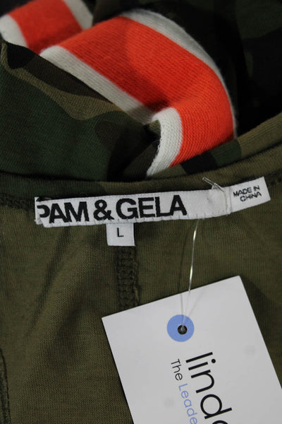 Pam & Gela Womens Tank Dress Green Camouflage Scoop Neck Sleeveless Size L