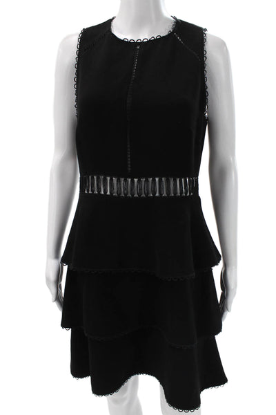Rachel Zoe Women A-Line Sleeveless Black Round Neck Short Dress Size 8