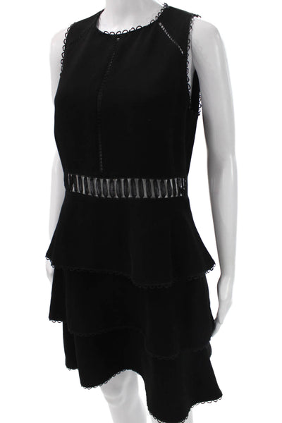 Rachel Zoe Women A-Line Sleeveless Black Round Neck Short Dress Size 8