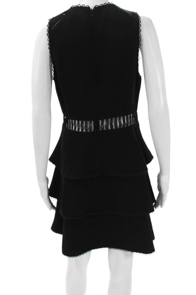 Rachel Zoe Women A-Line Sleeveless Black Round Neck Short Dress Size 8