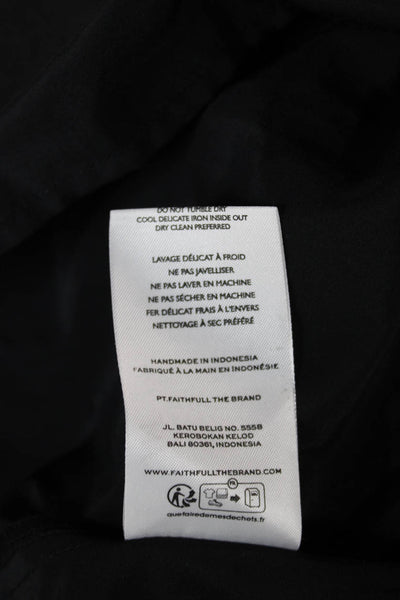Faithfull The Brand Women Fit & Flare Silk VNeck Short Sleeve Dress Black Size 6