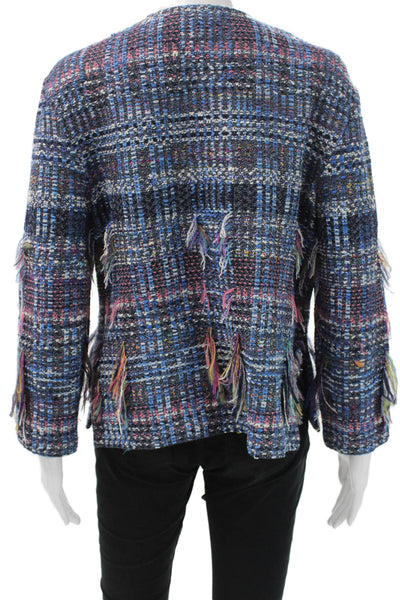 St. John Women Multicolor Tweed Checked Basic Jacket Size 8
