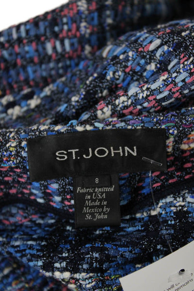 St. John Women Multicolor Tweed Checked Basic Jacket Size 8