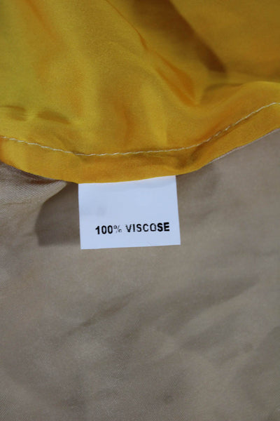 Claramonte Women Basic Viscose High Neck Long Sleeve Yellow Blouse Size S
