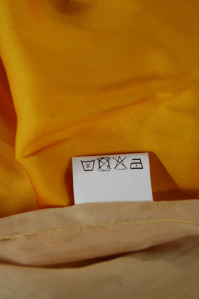 Claramonte Women Basic Viscose High Neck Long Sleeve Yellow Blouse Size S