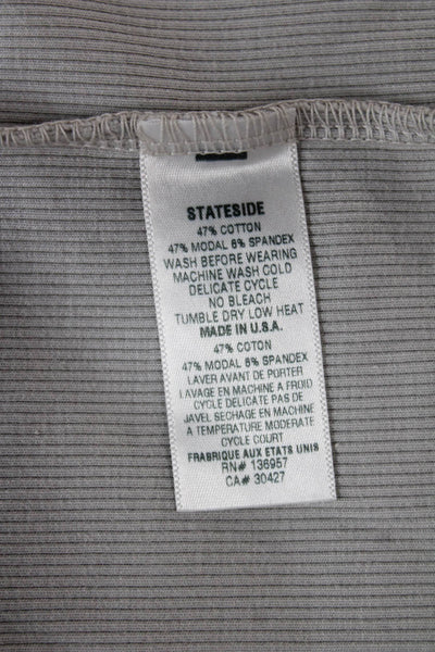 Stateside Womens Cropped Striped High Neck Tank Gray Size S