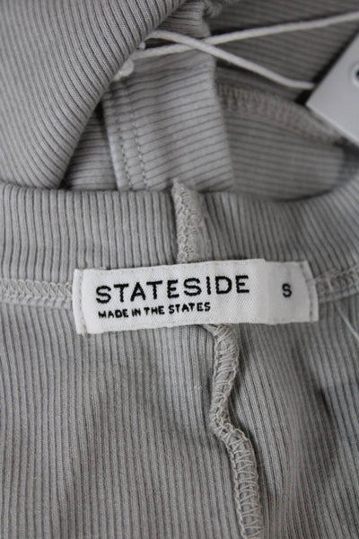 Stateside Womens Cropped Striped High Neck Tank Gray Size S