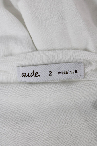 Aude LA Womens Tunic T-Shirt White Cotton 3/4 Sleeve Round Neck Pullover Size 2