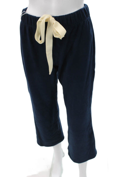 Stateside Womens Capri Lounge Pants Blue Nylon Drawstring Size S