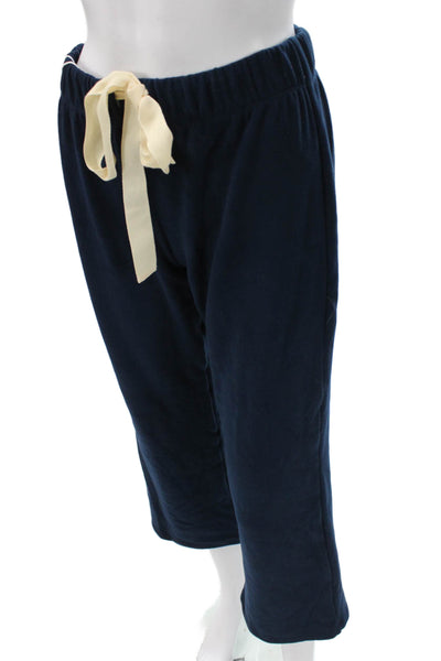 Stateside Womens Capri Lounge Pants Blue Nylon Drawstring Size S