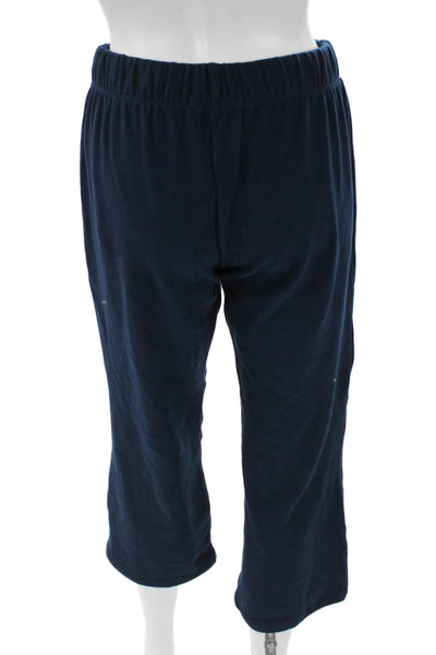 Stateside Womens Capri Lounge Pants Blue Nylon Drawstring Size S