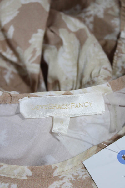 Love Shack Fancy Women Fit & Flare Beige Cotton Dress Size 0