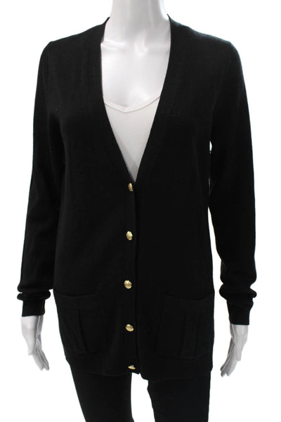 Banana Republic Women Cardigan Black V-Neck Long Sleeve Polyester Size M