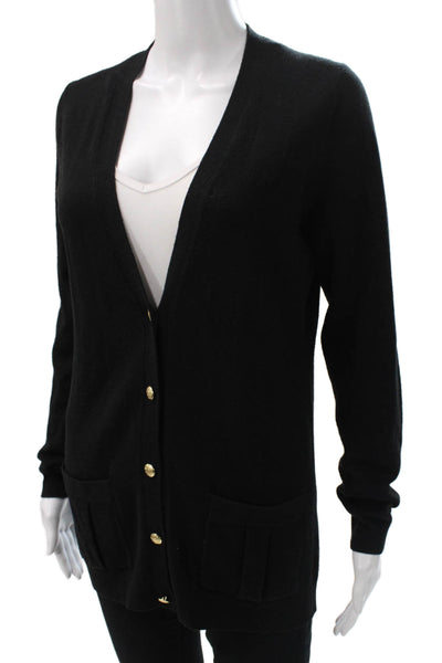 Banana Republic Women Cardigan Black V-Neck Long Sleeve Polyester Size M