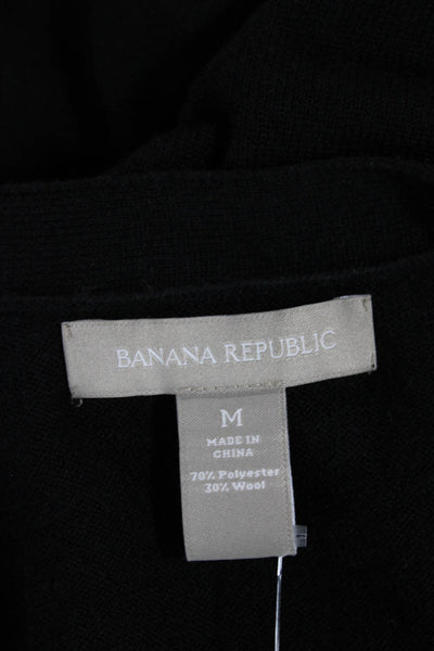 Banana Republic Women Cardigan Black V-Neck Long Sleeve Polyester Size M