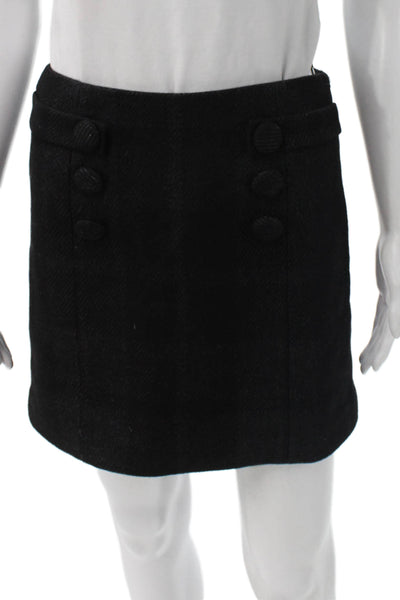 J Crew Women Straight Pencil Wool Short Skirt Black Zip Size 0