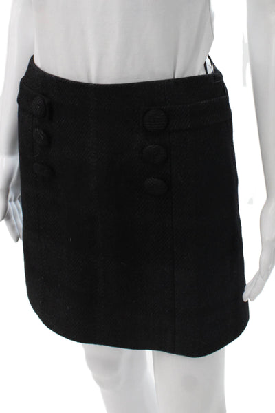 J Crew Women Straight Pencil Wool Short Skirt Black Zip Size 0