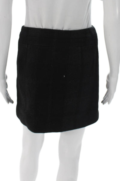 J Crew Women Straight Pencil Wool Short Skirt Black Zip Size 0