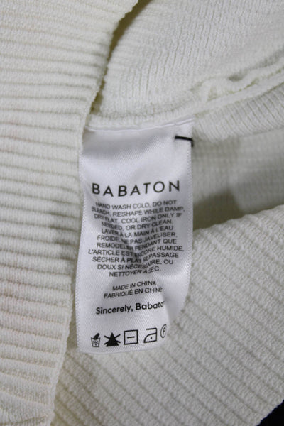 Babaton Women Pullover Sweater White Square Neck Short Sleeve Nylon Size XS