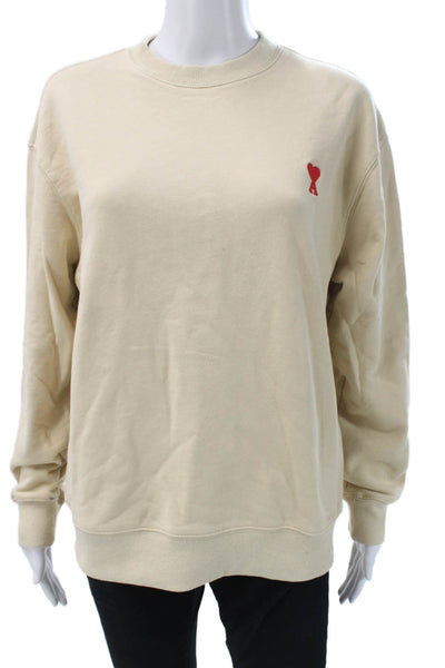 AMI Alexandre Mattiussi Unisex Adults Pullover Beige Cotton Size S