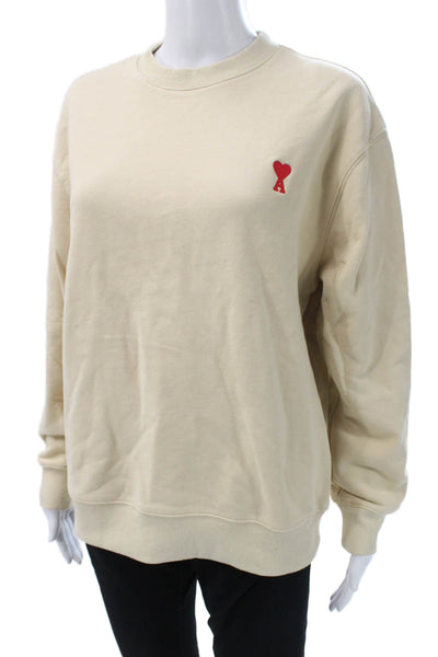 AMI Alexandre Mattiussi Unisex Adults Pullover Beige Cotton Size S