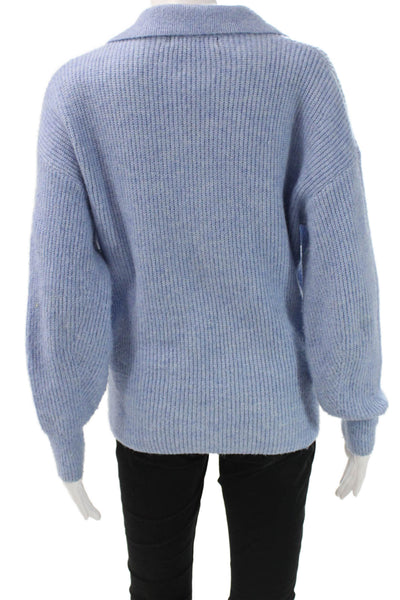 MNG Womens Pullover Sweater Blue Polyester Collared Long Sleeve Size 2XS