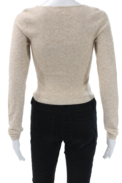 Wilfred Womens Basic Square Neck Long Sleeve T-Shirt Beige Nylon Size S