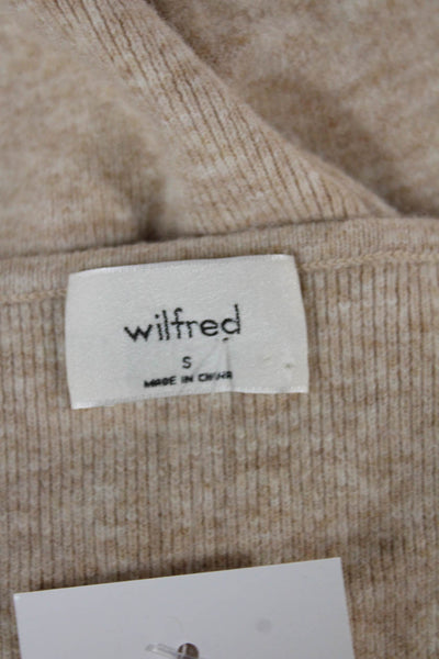 Wilfred Womens Basic Square Neck Long Sleeve T-Shirt Beige Nylon Size S