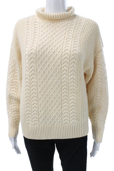 Design History Women Pullover Sweater Ivory Turtleneck Long Sleeve Size S