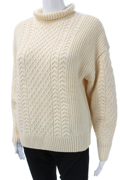 Design History Women Pullover Sweater Ivory Turtleneck Long Sleeve Size S