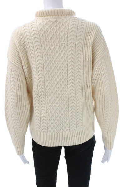 Design History Women Pullover Sweater Ivory Turtleneck Long Sleeve Size S