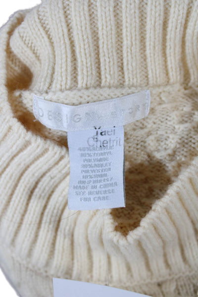 Design History Women Pullover Sweater Ivory Turtleneck Long Sleeve Size S