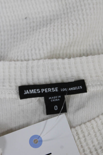 James Perse Womens Basic Cotton Long Sleeve Crew Neck T-Shirt White Size 0