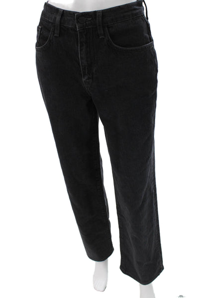 Triarchy Womens Straight Black Jeans Low Rise Button Fly Cotton Size 24