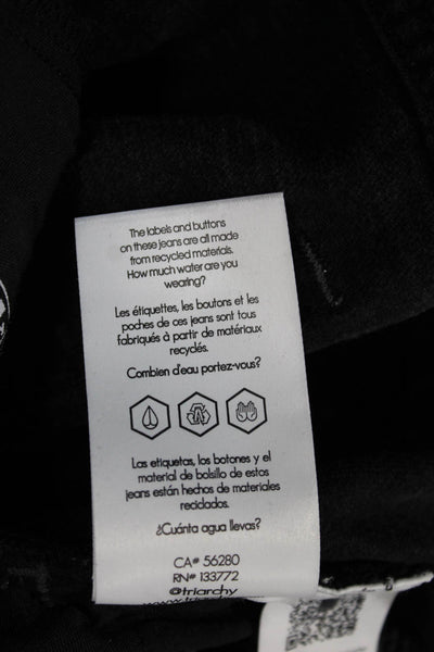 Triarchy Womens Straight Black Jeans Low Rise Button Fly Cotton Size 24