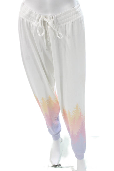 PJ Salvage Womens White Graphic Lounge Pants Drawstring Polyester Size M