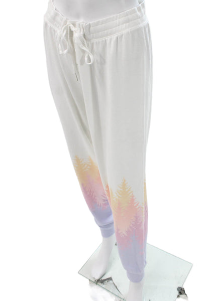 PJ Salvage Womens White Graphic Lounge Pants Drawstring Polyester Size M